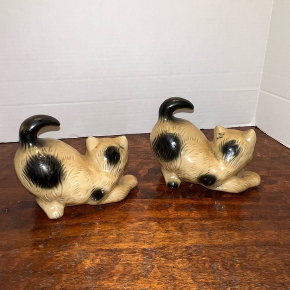 Vintage Fat Cat Figurine from Brazil, Siamese Cat Set of 2 - Picture 2 of 5
